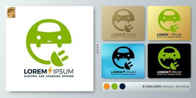 Vector illustration Logo design electric car business. Blank name for insert your Branding. Designed with examples for all kinds of applications. You can used for company, charging station, signage.