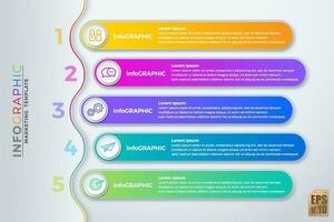 infografía vector negocio modelo vistoso diseño circulo íconos 5 5 opciones aislado en mínimo horizontal estilo usted lata usado para márketing proceso, flujo de trabajo presentaciones disposición, fluir cuadro, impresión anuncio