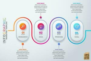 infografía vistoso márketing modelo vector diseño redondo esquina íconos 4 4 opciones o pasos en mínimo estilo. usted lata usado para márketing proceso, flujo de trabajo presentaciones disposición, fluir cuadro, impresión anuncio.