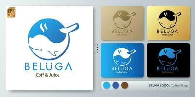 beluga whale vector illustration Logo design. Blank name for insert your Branding. Designed with examples for all kinds of applications. You can used for company, indentity, coffee shop, restaurant.