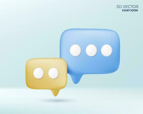 3D chat bubble design in blue and yellow color, isolated icon mesh Vector illustration. You can used for Marketing process, workflow presentations layout, flow chart, print ad., ux, ui, communication.
