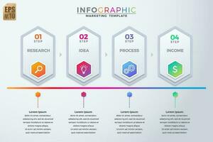 Infographic colorful marketing template vector design hexagon icons 4 options or steps in minimal style. You can used for Marketing process, workflow presentations layout, flow chart, print ad.