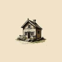 Vintage Line art House vector