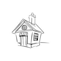 Simple line art House vector. vector