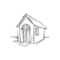 Simple line art House vector. vector