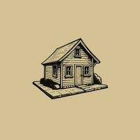 Vintage Line art House vector