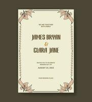 Elegant retro ornamental wedding invitation template, Save the date. Vector illustration