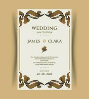 Elegant retro ornamental wedding invitation template, Save the date. Vector illustration
