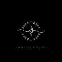 DJ Initial handwriting minimalist geometric logo template vector