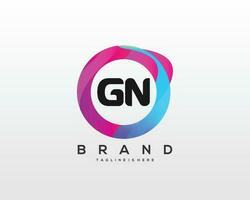 Initial letter GN logo design with colorful style art vector