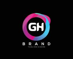 Initial letter GH logo design with colorful style art vector