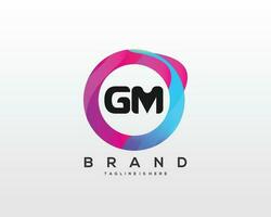 Initial letter GM logo design with colorful style art vector