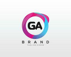 Initial letter GA logo design with colorful style art vector