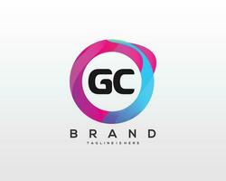 inicial letra GC logo diseño con vistoso estilo Arte vector