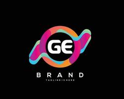 Initial letter GE logo design with colorful style art vector
