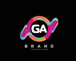 Initial letter GA logo design with colorful style art vector