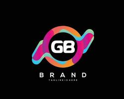 Initial letter GB logo design with colorful style art vector