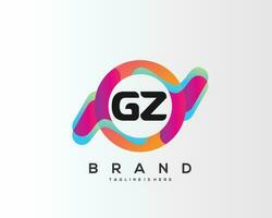 Initial letter GZ logo design with colorful style art vector