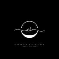 EI Initial handwriting minimalist geometric logo template vector