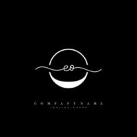 EO Initial handwriting minimalist geometric logo template vector