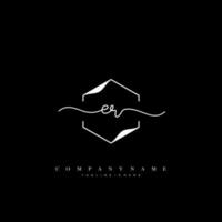 ER Initial handwriting minimalist geometric logo template vector