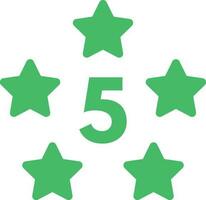 Green five star icon circle vector isolated on white background