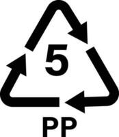 Plastic recycling symbol PP 5 vector illustration. Plastic recycling code PP 5