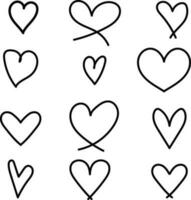 corazón líneas manojo, mano dibujado garabatear amor línea para San Valentín día diseño . vector