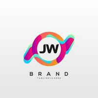 letra jw inicial logo vector con vistoso