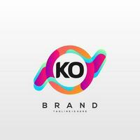 Letter KO initial Logo Vector With colorful