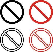 restringido icono conjunto . rojo y negro restricción icono vector diseño. prohibición símbolo. tabú concepto. peligro signo.