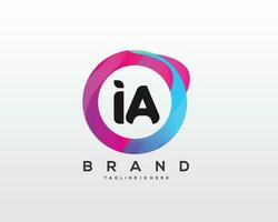 Initial letter IA logo design with colorful style art vector