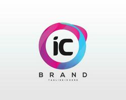 Initial letter IC logo design with colorful style art vector