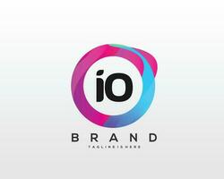 Initial letter IO logo design with colorful style art vector