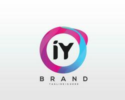 Initial letter IY logo design with colorful style art vector