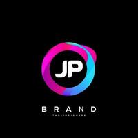 Letter JP gradient color logo vector design