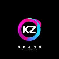 letra kz degradado color logo vector diseño