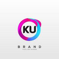 Letter KU gradient color logo vector design