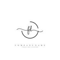 FD Initial handwriting minimalist geometric logo template vector