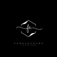 FE Initial handwriting minimalist geometric logo template vector