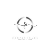 FE Initial handwriting minimalist geometric logo template vector