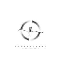 FH Initial handwriting minimalist geometric logo template vector