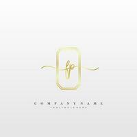 FP Initial handwriting minimalist geometric logo template vector