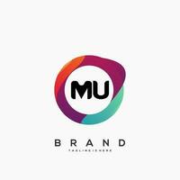 Letter MU gradient color logo vector design