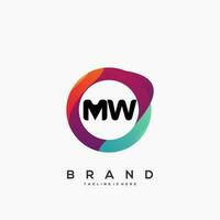 Letter MW gradient color logo vector design