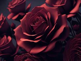 Vintage Classic hyper realistic red grey rose bouquet on background. . photo