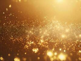 Abstract shiny light and gold particle background. Generative AI. photo