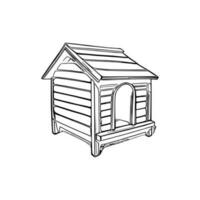 Black and white line art doghouse vector