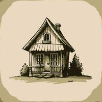 Vintage Line art House vector