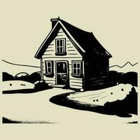 Vintage Line art House vector